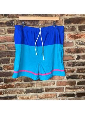 The Men's Store Vintage 90's Blue/Green Pink Swim Shorts Men's Size XL